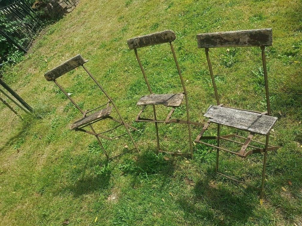 oud Parijse terrasstoeltjes, Ophalen, Gebruikt, Metaal, Inklapbaar