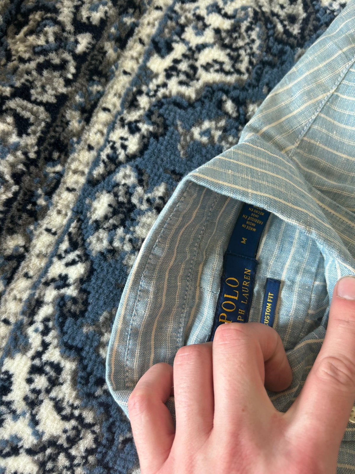 Ralph lauren linnen blouse gestreept lichtblauw maat M, Ophalen of Verzenden, Nieuw, Blauw, Halswijdte 39/40 (M)