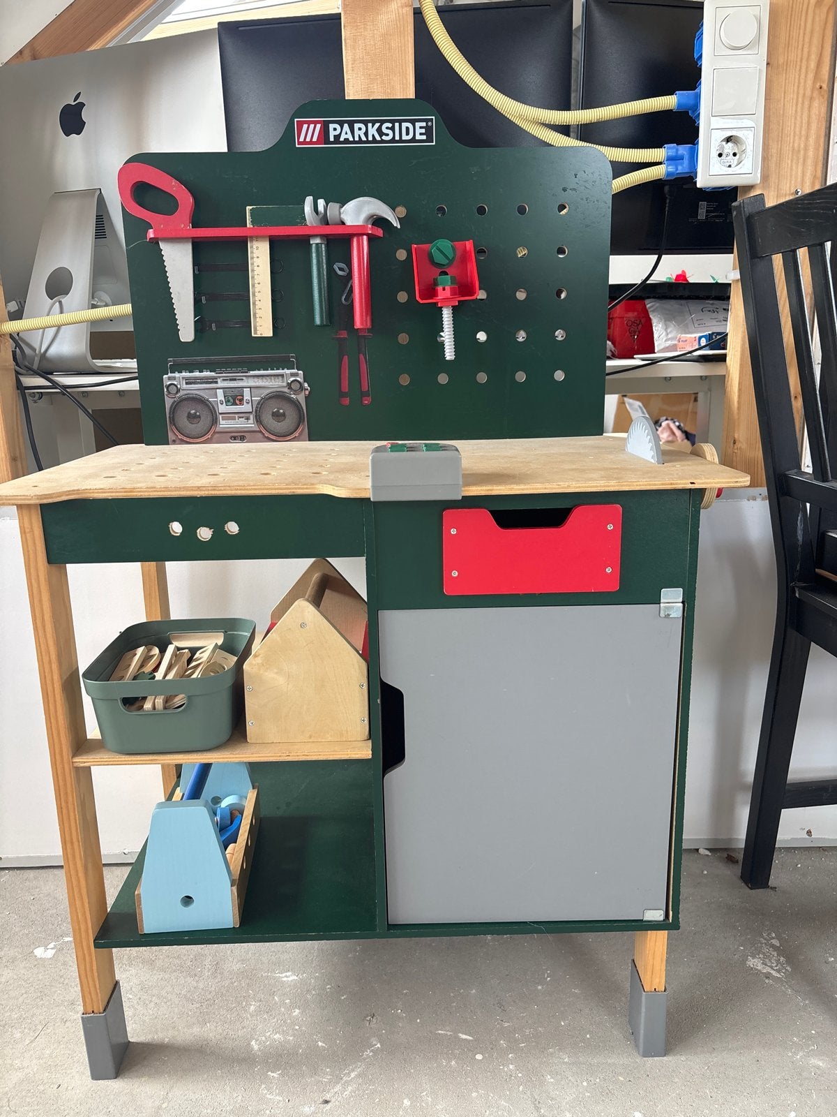Parkside Kinder Werkbank met Gereedschap en Accessoires, Ophalen, Gebruikt, Bouwen, Met geluid
