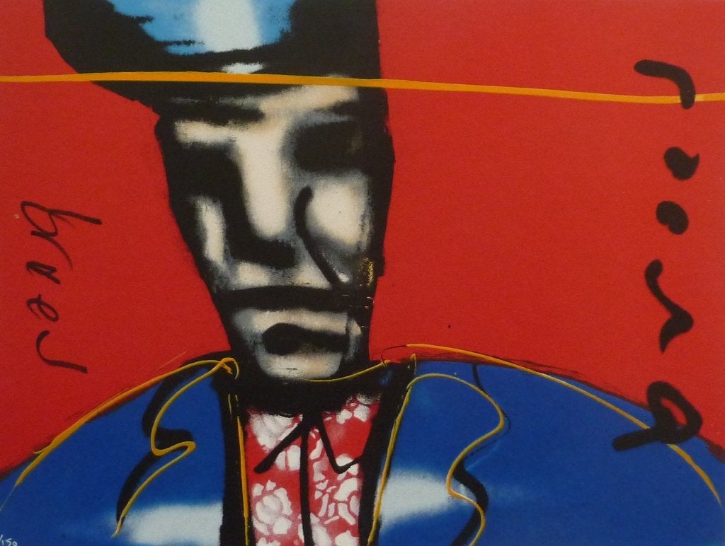 Herman Brood Zeefdruk 'Zelfportret' (aka Little Richard), Antiek en Kunst, Verzenden, Gesigneerd, Portret en Figuren, Zeefdruk