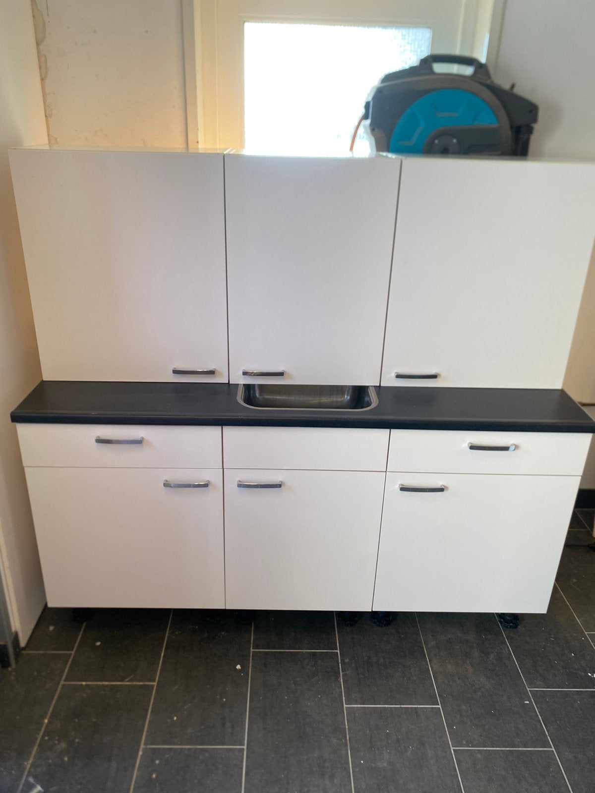 Mooie bruin zeel keuken met bovenkasten, Huis en Inrichting, Ophalen, Zo goed als nieuw, Dubbelwandige keuken