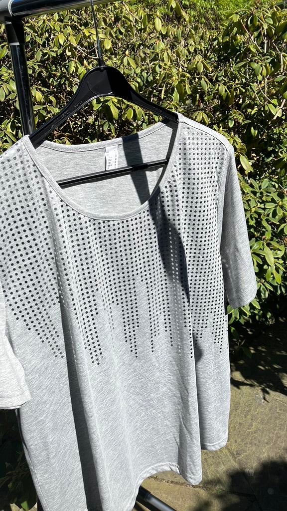 DOTS T-SHIRT MAAT 48 GRIJS/ZILVER, Maat 46/48 (XL) of groter, Nieuw, Ophalen of Verzenden, Korte mouw