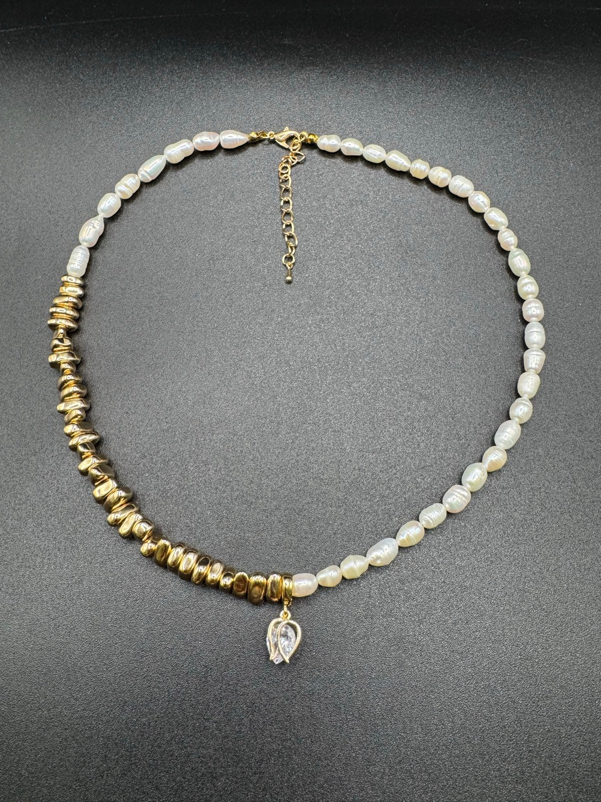 Zoetwaterparel- en hematietketting, Verzenden, Nieuw