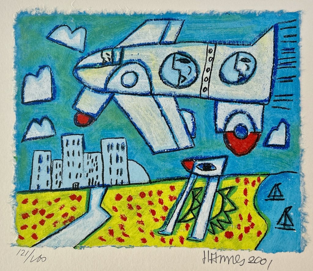 Zeefdruk Hannes Kuiper, Antiek en Kunst, Gesigneerd, Verzenden, Zeefdruk