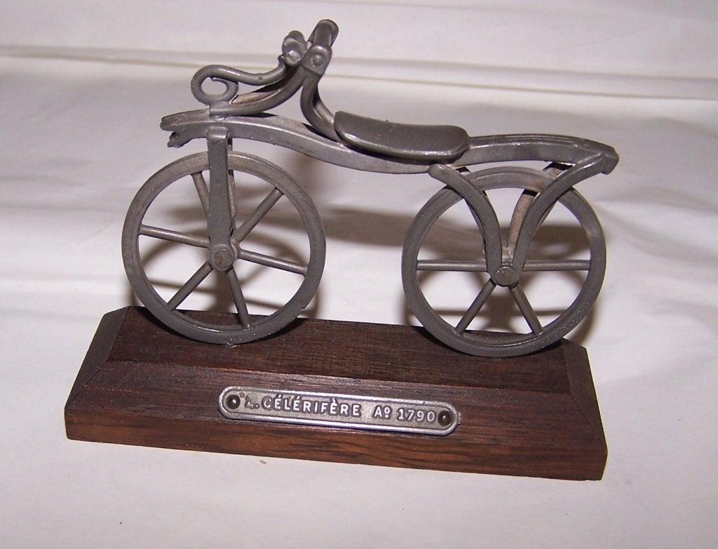 Vintage tinnen model loopfiets m. borststeun Célérifère1790, Ophalen of Verzenden