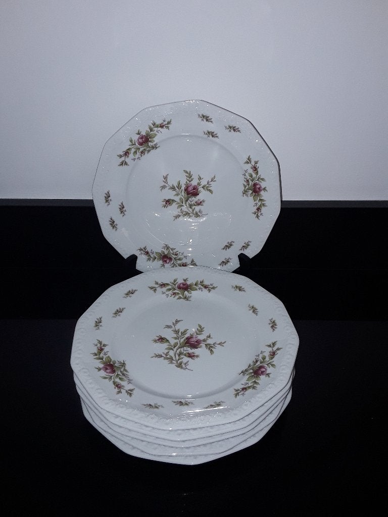 6 Rosenthal Maria ontbijtborden met roosjes, Overige merken, Verzenden, Zo goed als nieuw, Bord(en)