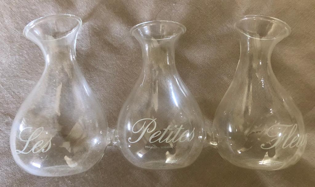 Riviera Maison 3 dubbel vaasje les petites fleurs, Ophalen of Verzenden, Overige kleuren, Glas, Minder dan 50 cm