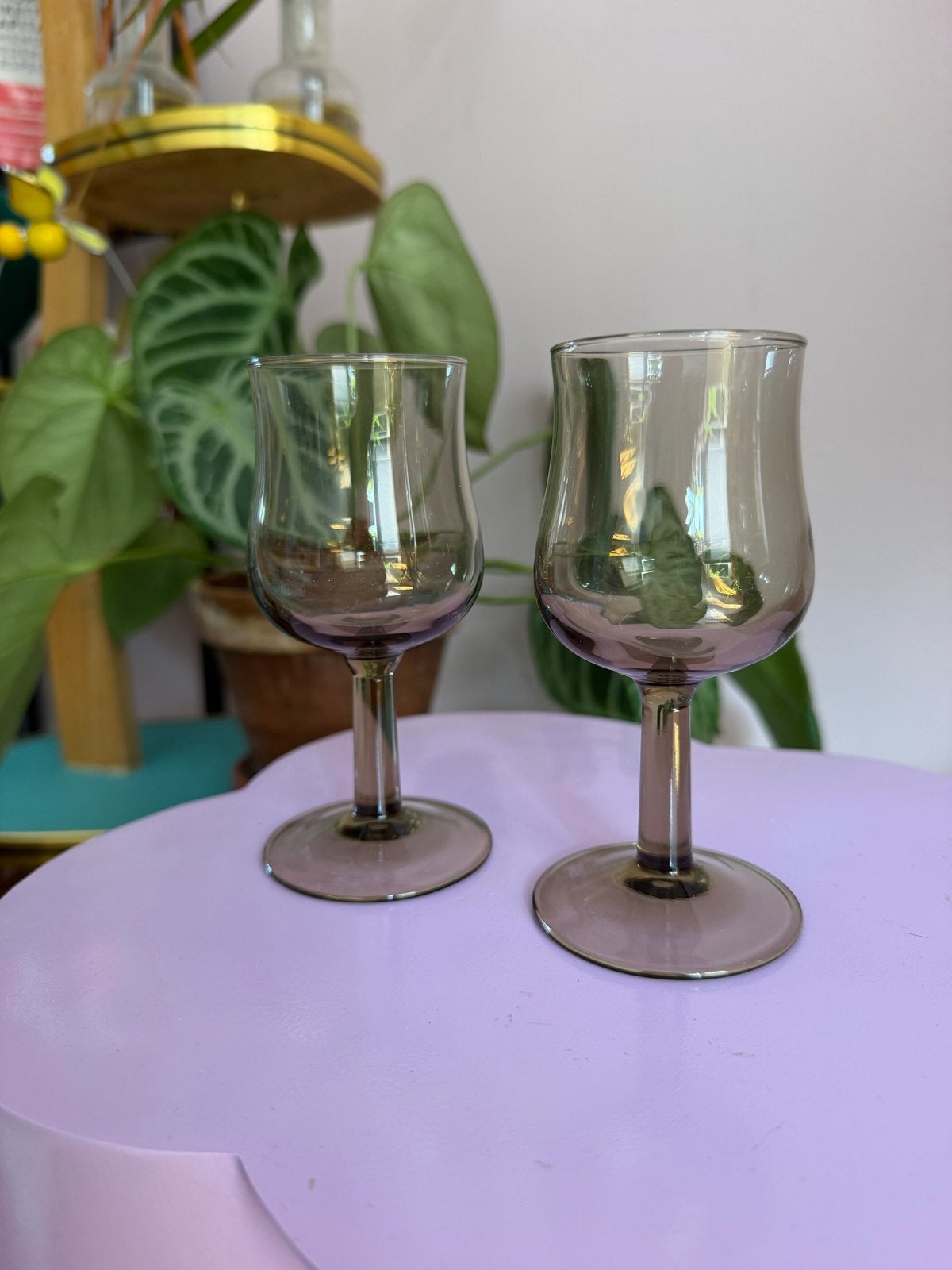 Set van 2 vintage arcoroc rookglazen wijnglazen, Antiek en Kunst, Ophalen of Verzenden
