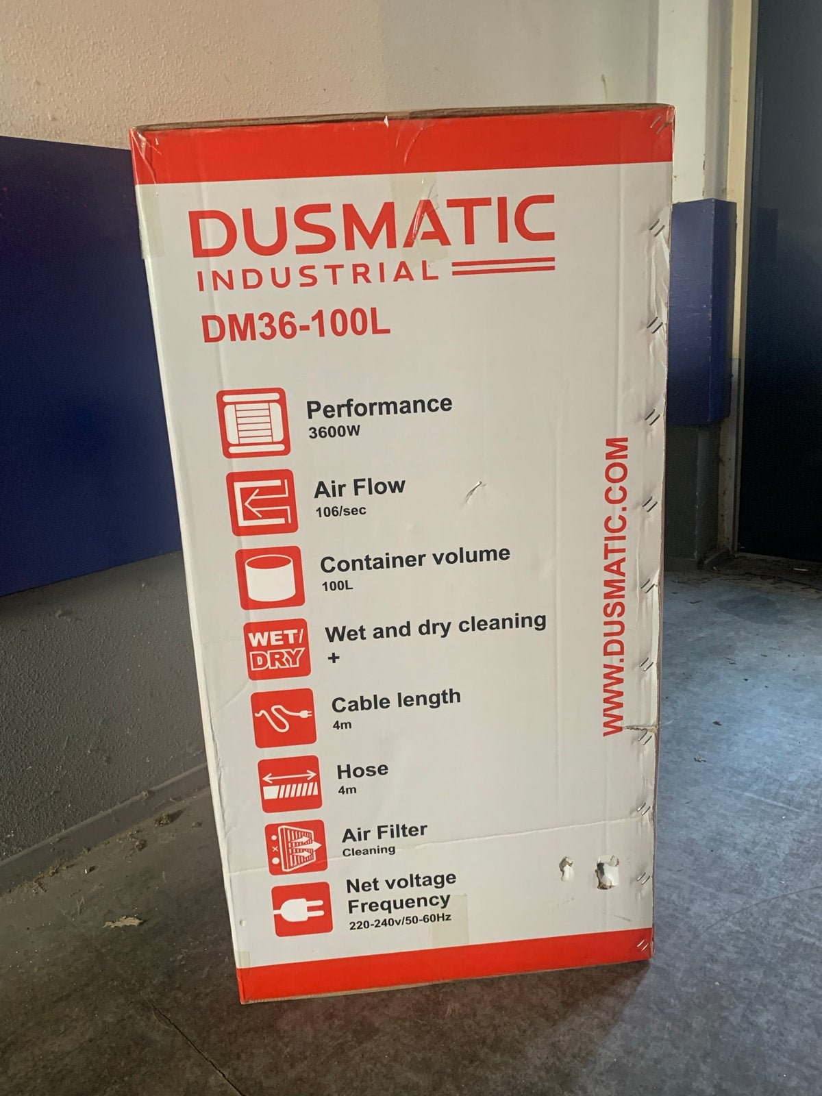 Nieuwe Dusmatic Industriële Nat/Droog Stofzuiger DM36-100L, Ophalen, Nieuw, Industriële stofzuiger, 2000 watt of meer