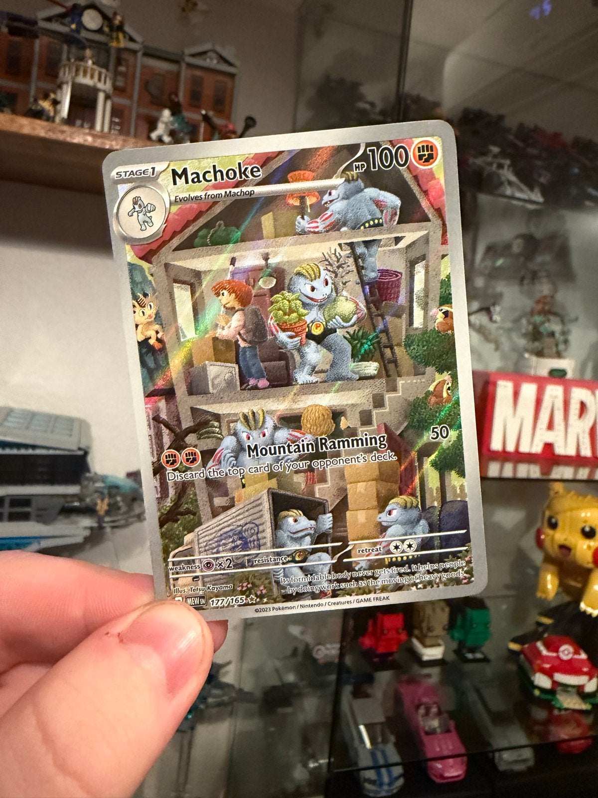 Machoke 151 illustration rare, Ophalen of Verzenden, Zo goed als nieuw, Losse kaart, Foil