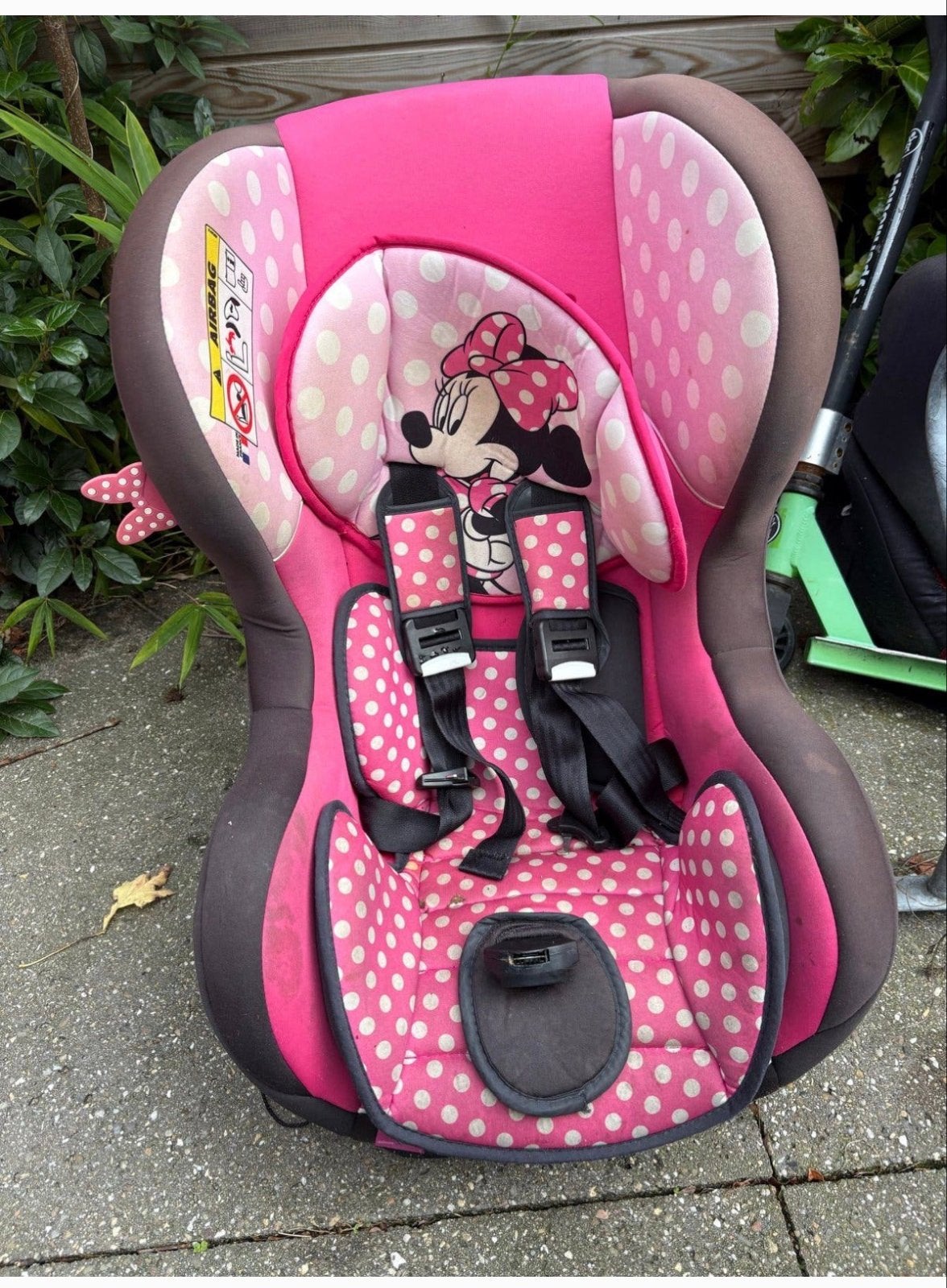Minnie Mouse autostoel roze - 0-18 kg, 0 t/m 18 kg, Ophalen, Overige merken, Gebruikt