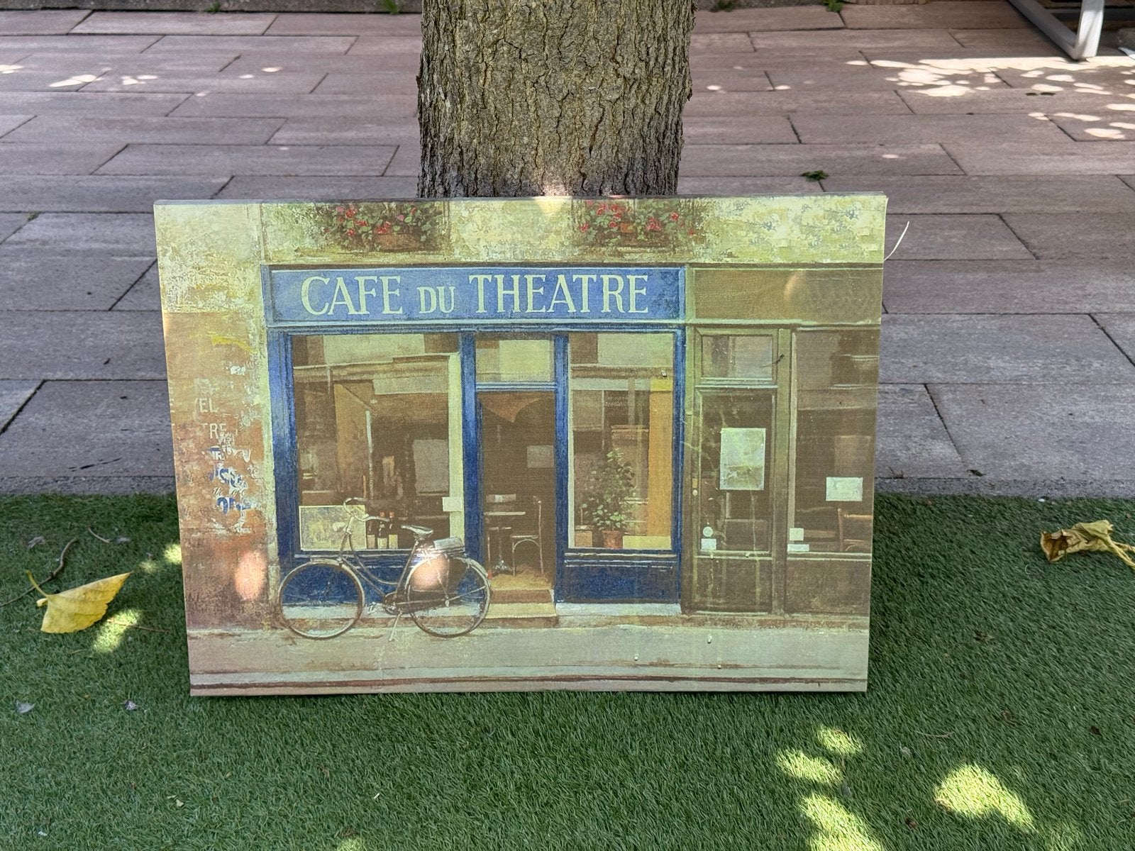 Parijs Café du Théâtre linnen druk, Ophalen, 50 – 75, Gebruikt, Print