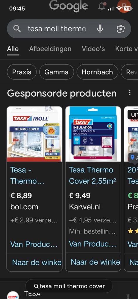 Tesa Moll Thermo Cover Raamfolie Isolatie (2,5m² per stuk), Overige materialen, Nieuw, 15 m² of meer, Muurisolatie