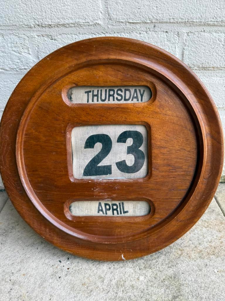 Antieke houten perpetual calendar ‘eeuwige kalender’, Ophalen of Verzenden