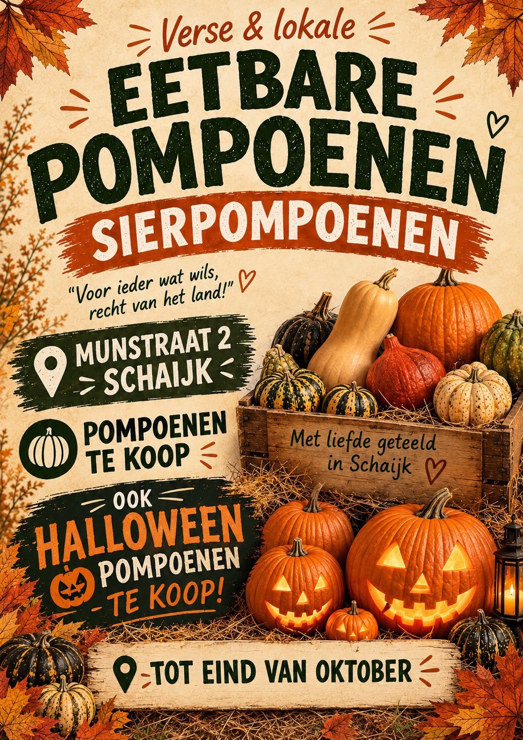 Mooie Halloween Pompoenen & gekleurde Kalebassen Sierpompoen