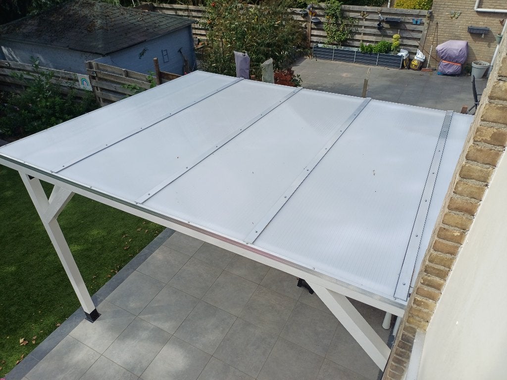 6x Polycarbonaat kanaalplaten Opaal 338 x 96 cm a 16 mm dik, Doe-het-zelf en Verbouw, Ophalen of Verzenden, Nieuw, Overige materialen