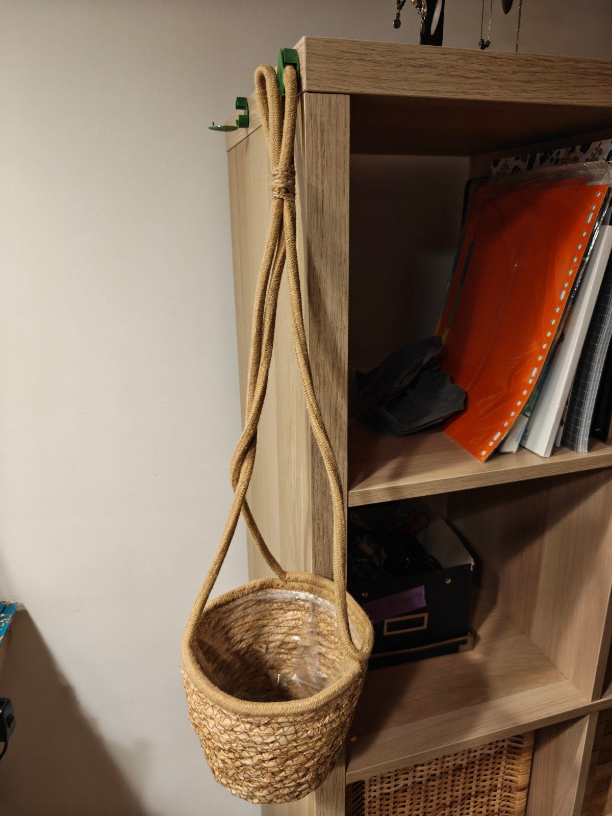 Hangende plantenmandl, Ophalen, Natuurlijk materiaal, Bruin, Landelijk