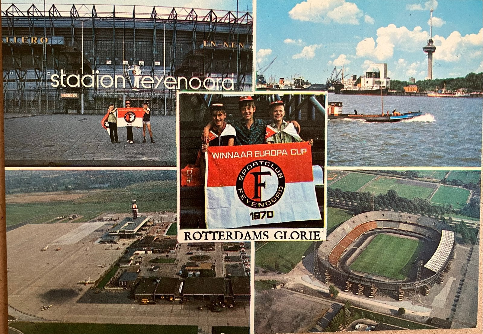 Vintage Ansichtkaart Rotterdam: Feyenoord Europa Cup 1970, Ophalen of Verzenden, 1960 tot 1980, Ongelopen, Zuid-Holland