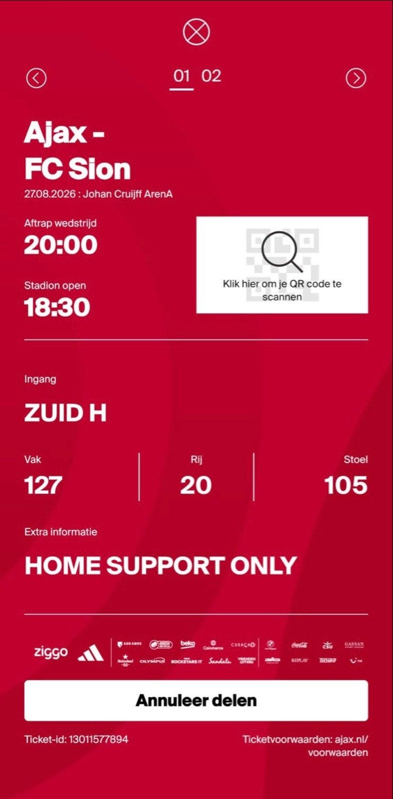 Ajax ticket verkoop 1 tje los en de andere is van mijn vrouw, Tickets en Kaartjes, Drie personen of meer, Maart