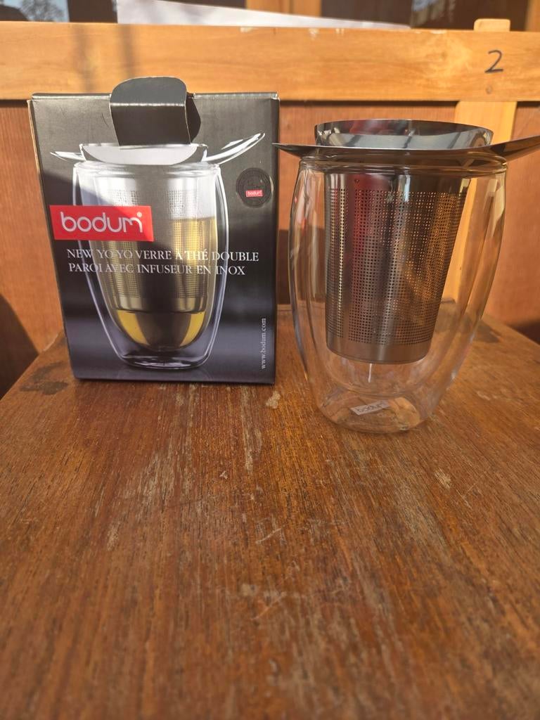 Bodum dubbelwandig theeglas met theezeef - Nieuw, Ophalen of Verzenden, Nieuw