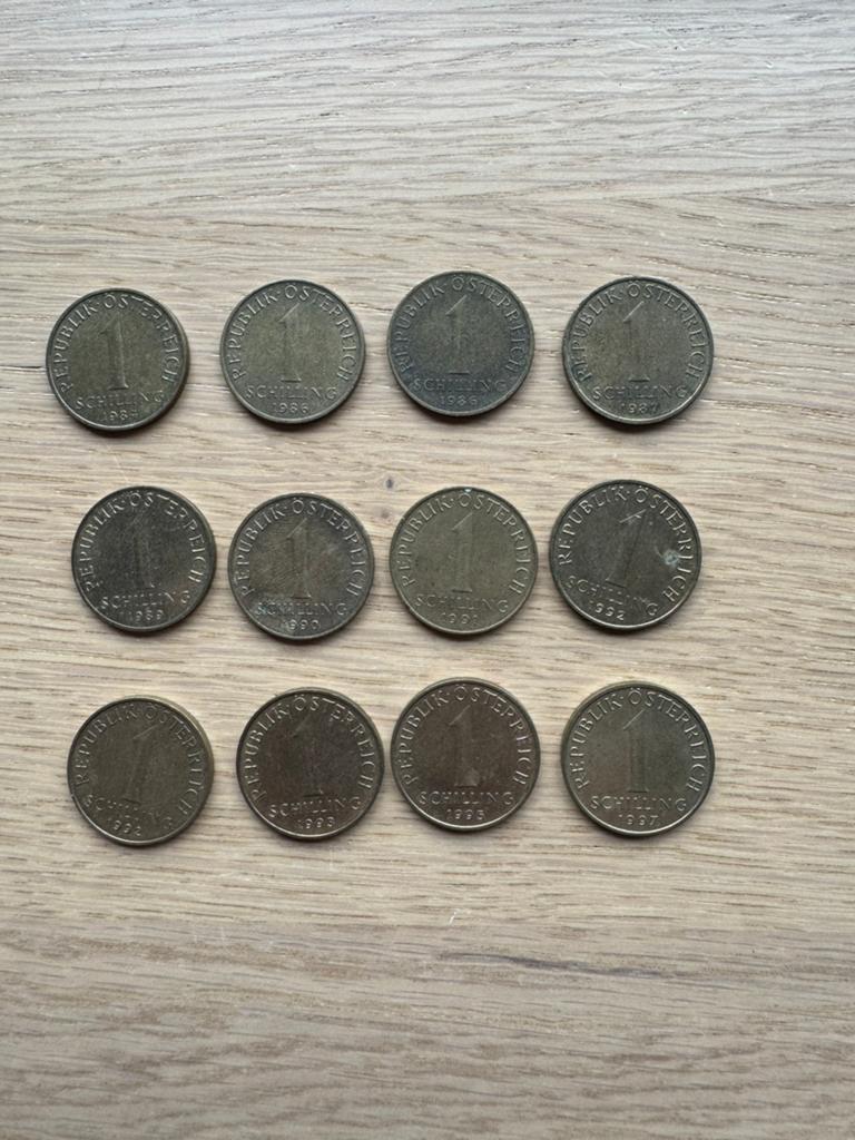 12x 1 Schilling - Oostenrijk - 1984-1997, Ophalen of Verzenden, Oostenrijk