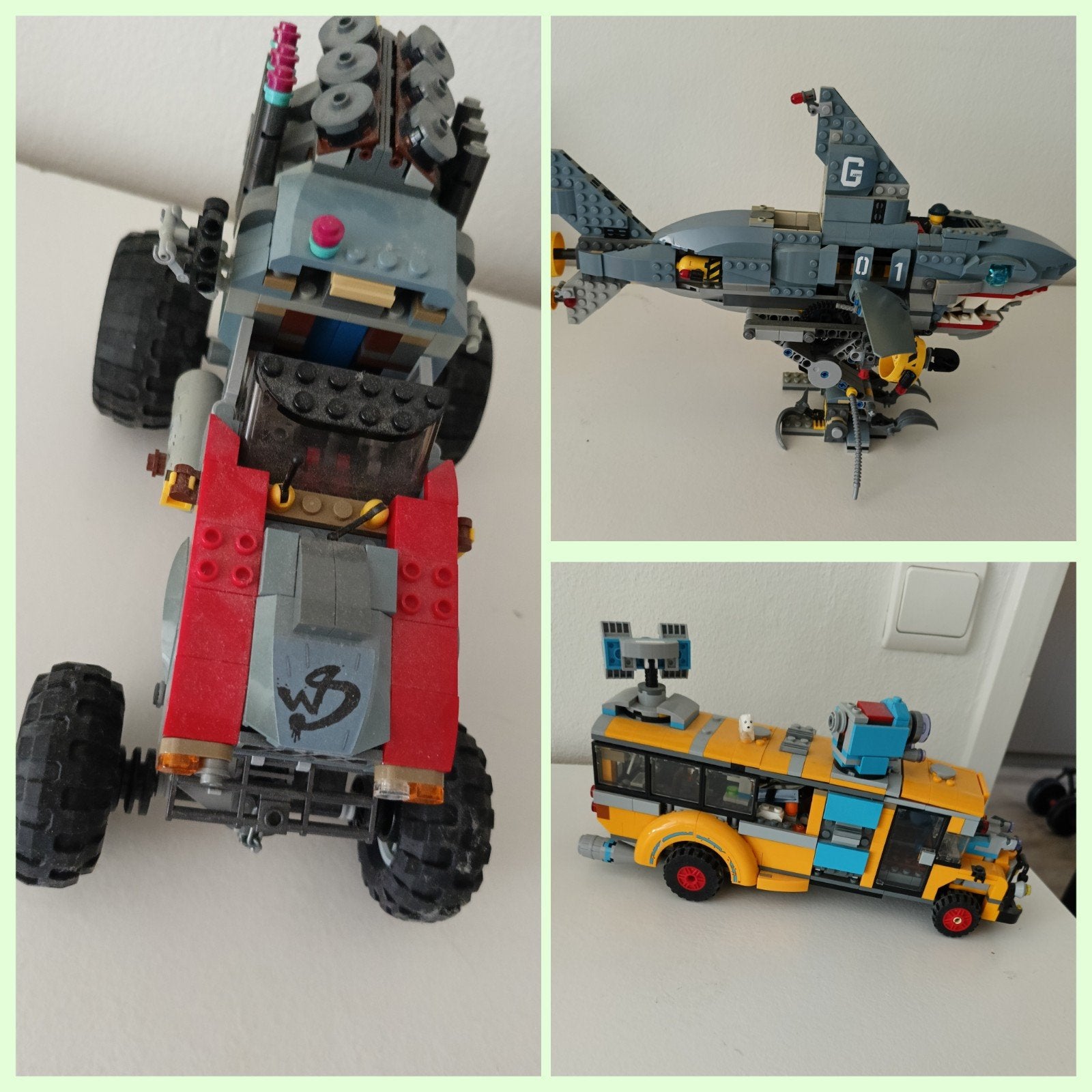 Lego voertuigen: auto, haai en bus - Zoontje verkoopt., Ophalen, Gebruikt