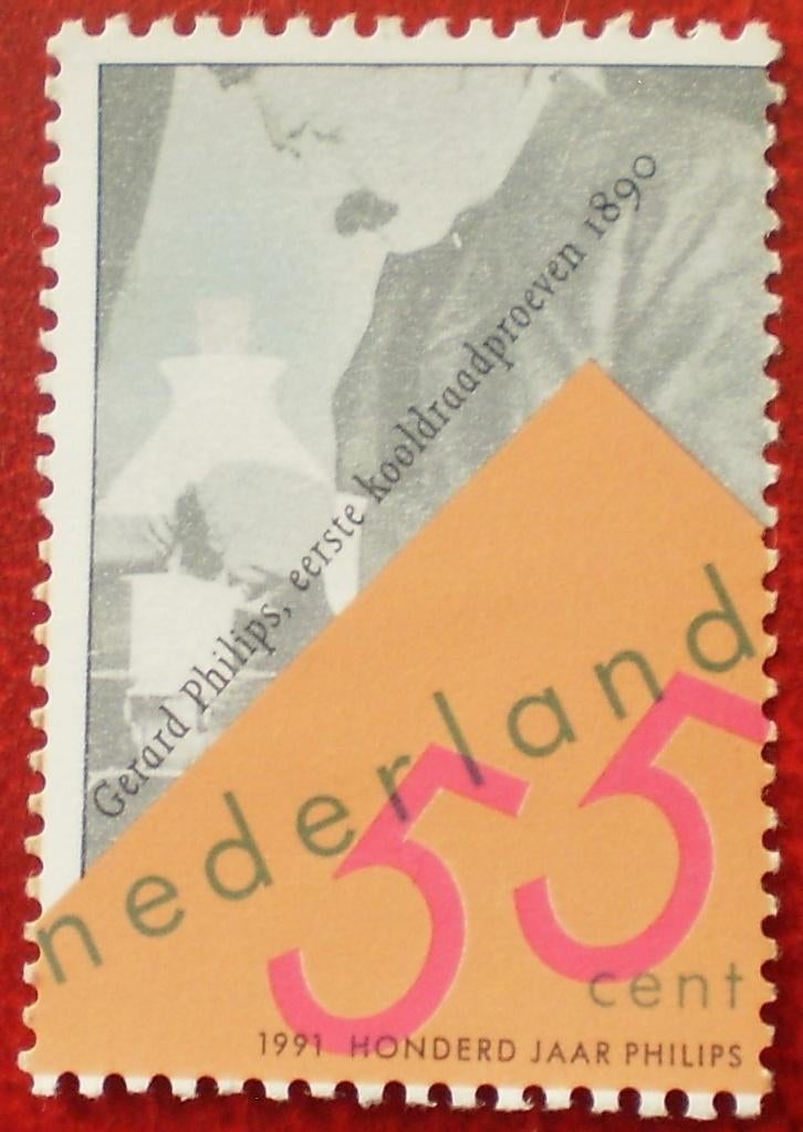 100 Jaar Philips 1991 - 55 Cent - Postfris, Postzegels en Munten, Postzegels | Nederland, Verzenden, Na 1940, Postfris