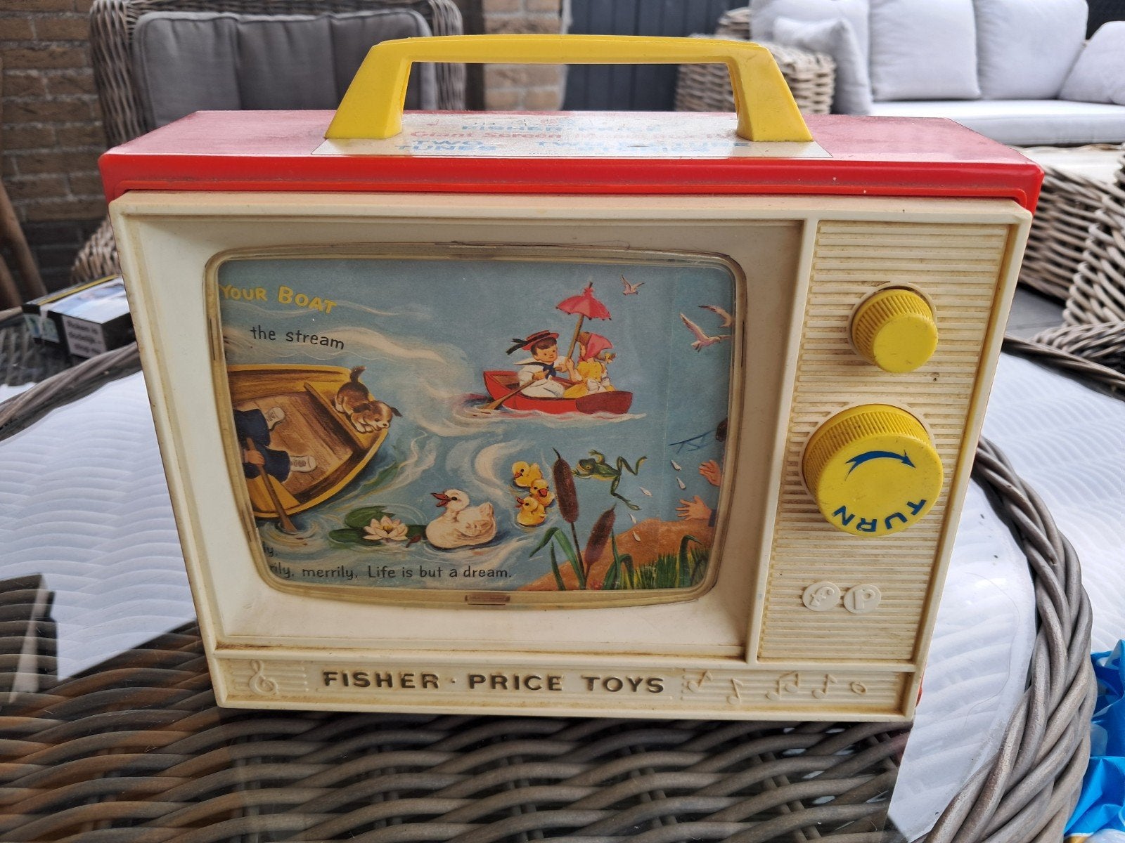 Vintage Fisher Price two tune giant screen music box tv, Verzamelen, Ophalen, Gebruikt