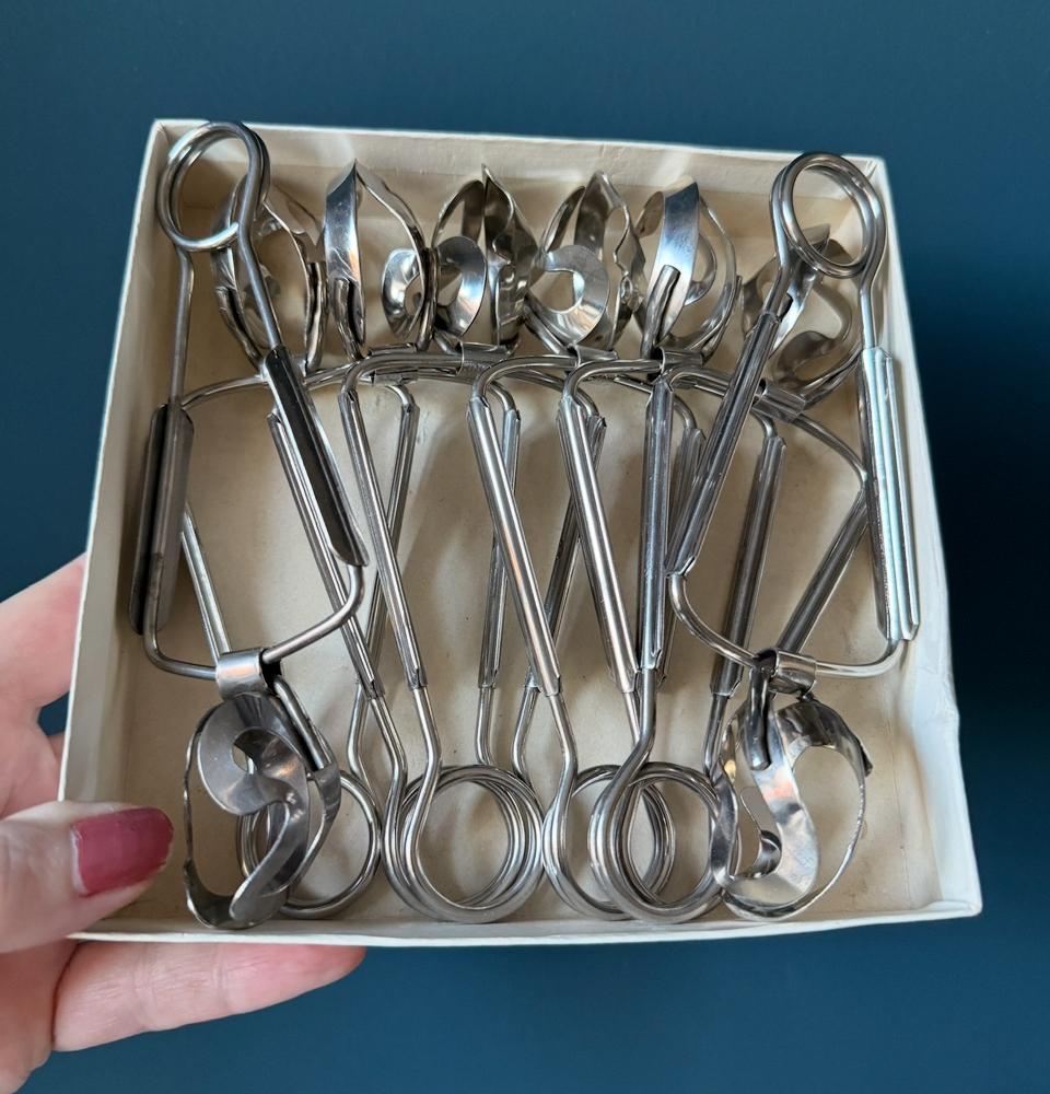 Set van 8 vintage slakkentangen in originele verpakking, Huis en Inrichting, Keuken | Servies, Ophalen of Verzenden, Glas, Overige stijlen