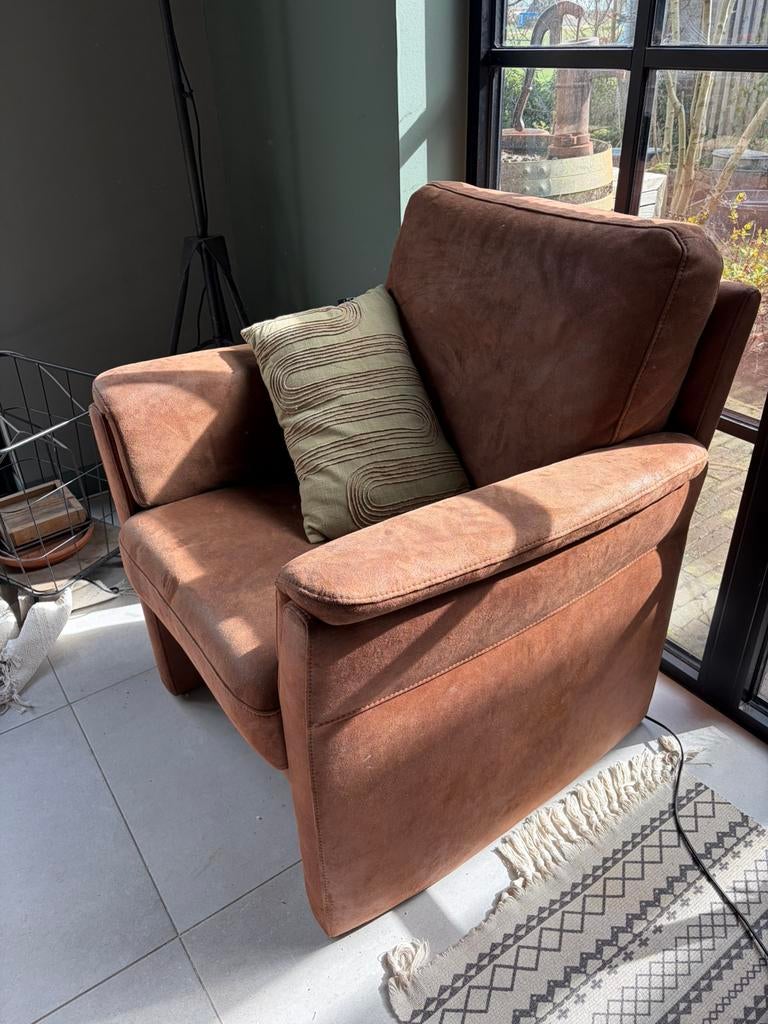 Cognac kleurige stoel, Ophalen, Zo goed als nieuw, 75 tot 100 cm, 50 tot 75 cm