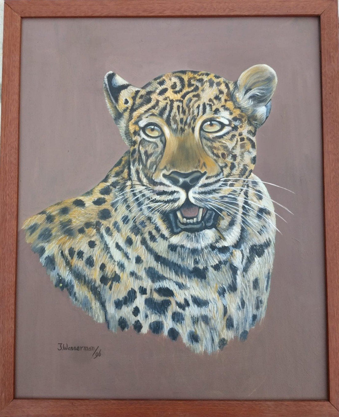 Olieverf schilderij van een luipaard, Ophalen