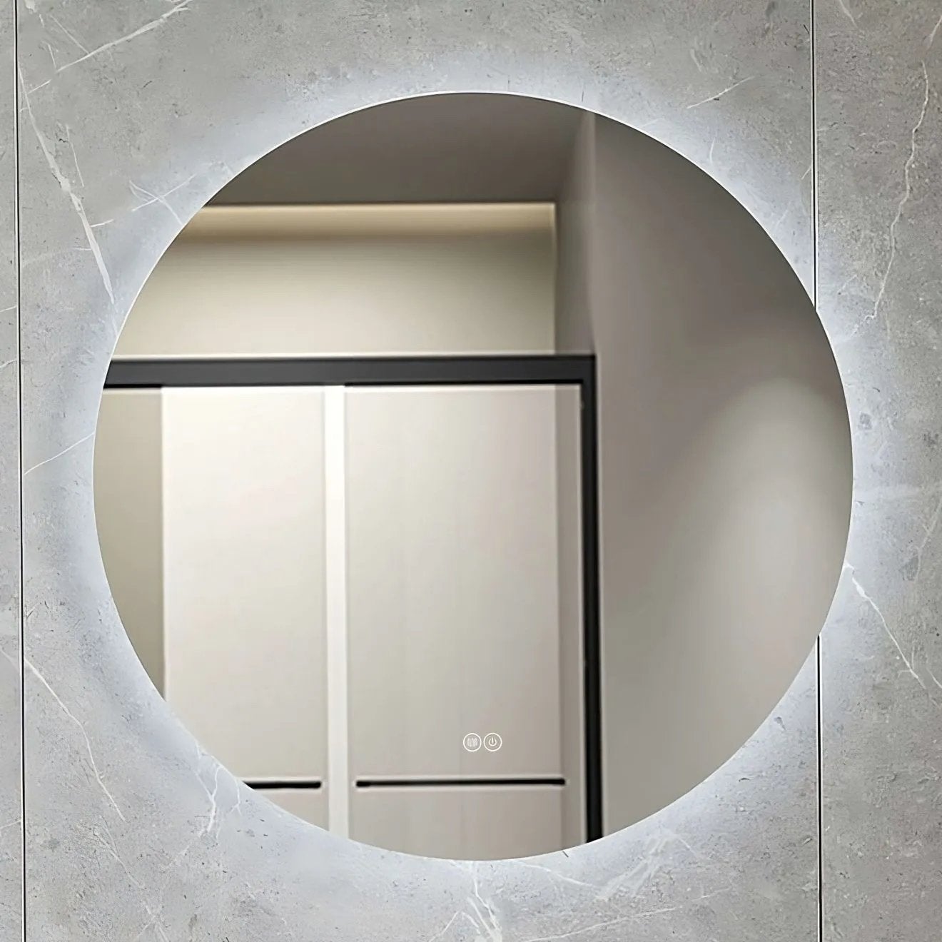 Ronde Badkamerspiegel 80 cm met Verlichting/klok/verwarming, Ophalen, Nieuw, 50 tot 100 cm, Minder dan 25 cm