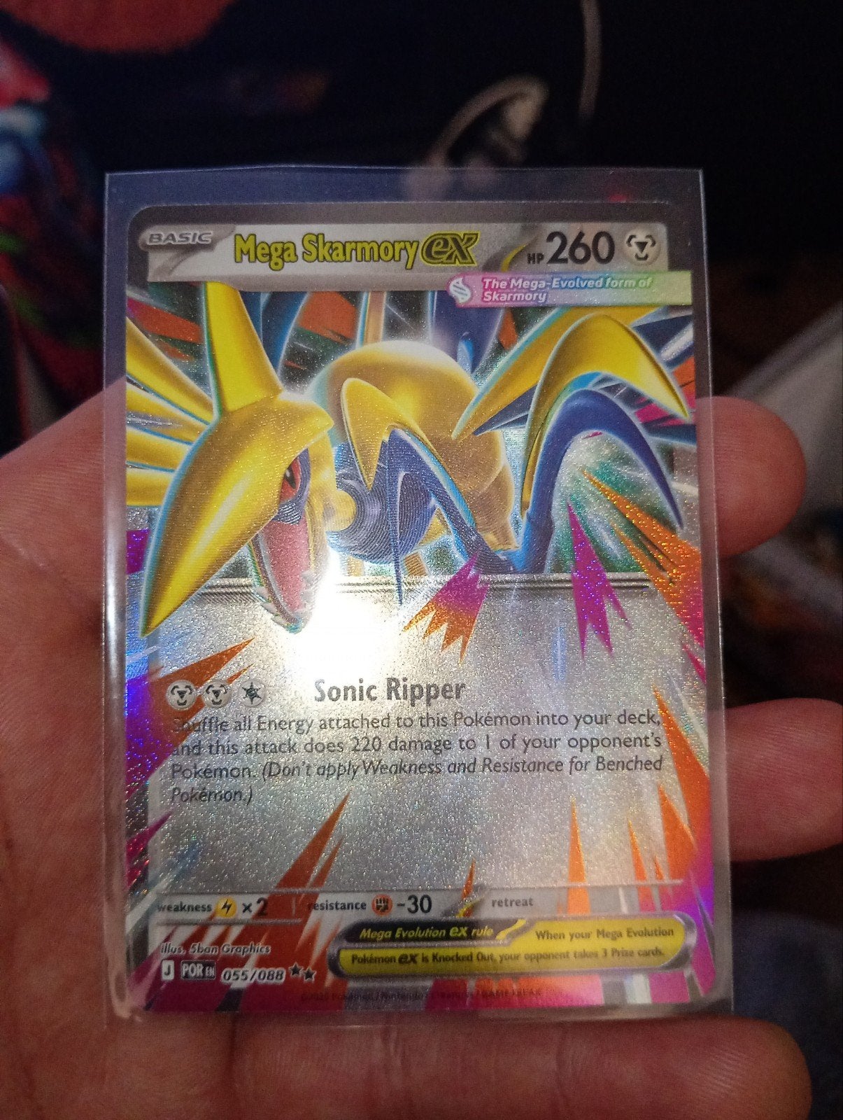 Mega Skarmory EX Pokémon Kaart - Zeldzaam en Foil, Ophalen of Verzenden, Nieuw, Losse kaart, Foil