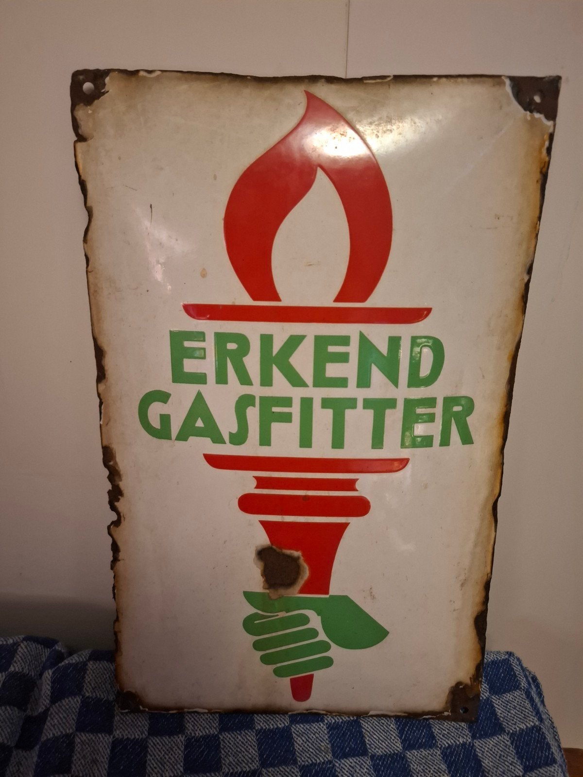 Emaille bord, Verzamelen, Ophalen of Verzenden, Gebruikt, Reclamebord