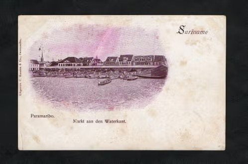 Suriname Paramaribo Markt aan den Waterkant., Ophalen of Verzenden, Voor 1920, Gelopen, Buiten Europa