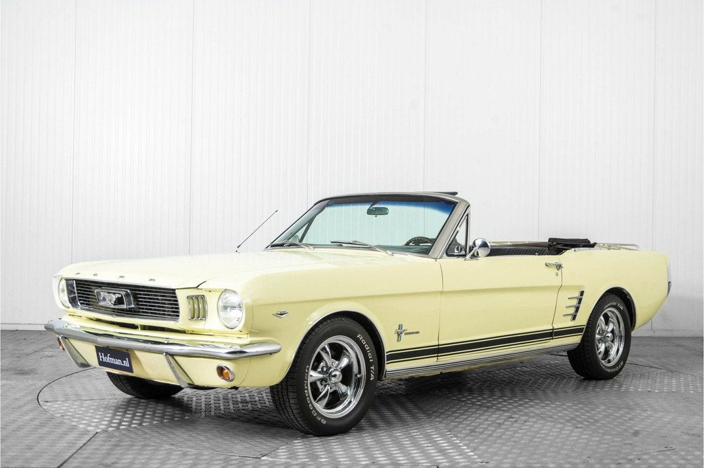 Ford Mustang V8 289 cabrio (bj 1966, automaat), Auto's, Automaat, Gebruikt, Cabriolet, Geel
