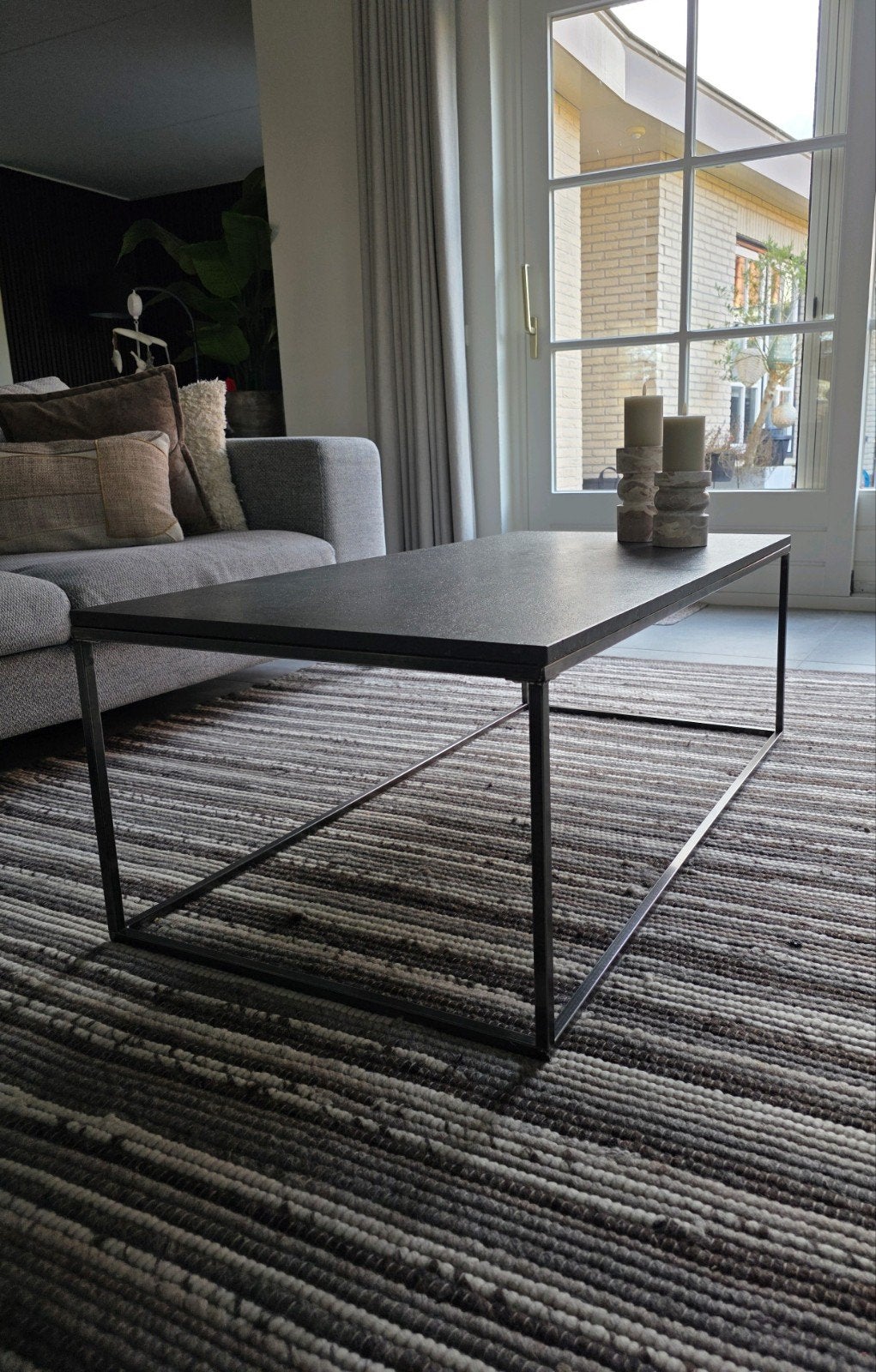 Natuursteen salontafel antraciet (lbh: 60x120x42), Ophalen, 100 tot 150 cm, 50 tot 100 cm, Zo goed als nieuw