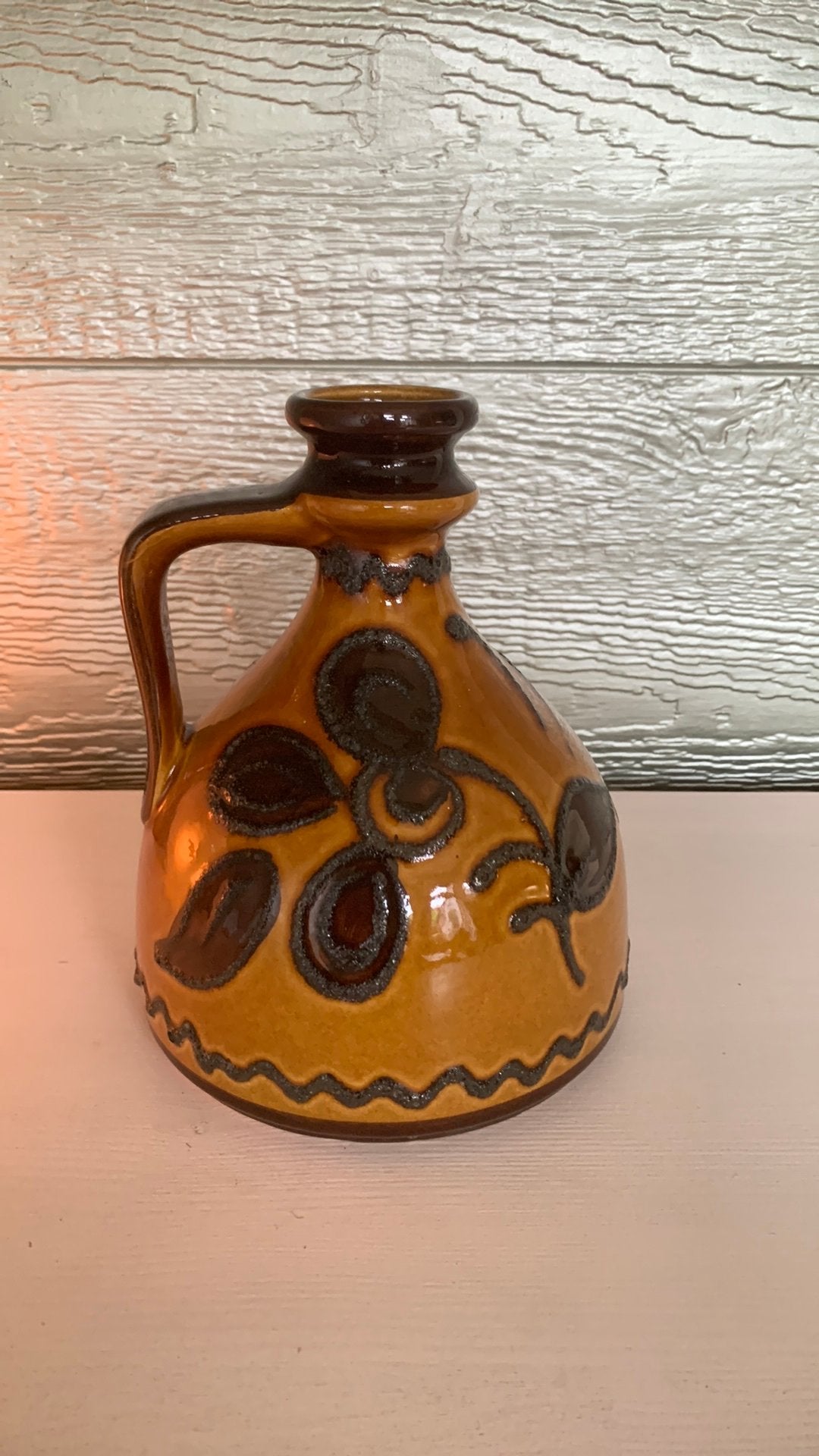 West Germany vintage flesvaas vaas keramiek retro bruine pot, Huis en Inrichting, Woonaccessoires | Vazen, Ophalen of Verzenden