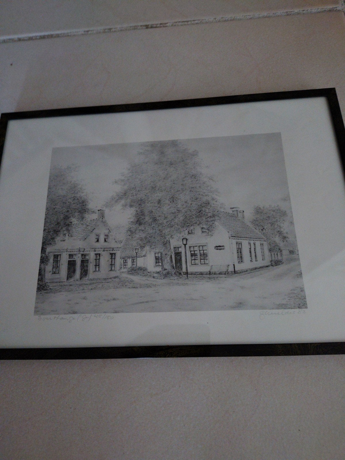 pentekening, ets, litho, Bourtange 45/50, Ophalen of Verzenden