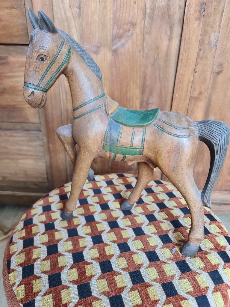 Vintage houten paard, Houtsnijwerk, Ophalen of Verzenden, 20 - 50 cm, Hout