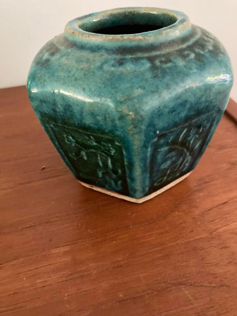 Gemberpotje chinees - Groen/Blauw Glazuur, Ophalen of Verzenden