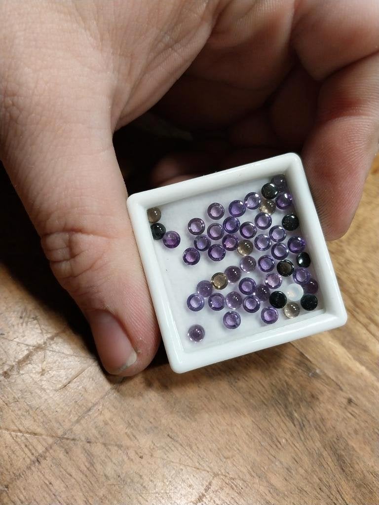 Mix mini ronde cabochons amethist rookkwarts onyx, Sieraden, Tassen en Uiterlijk, Edelstenen, Ophalen of Verzenden