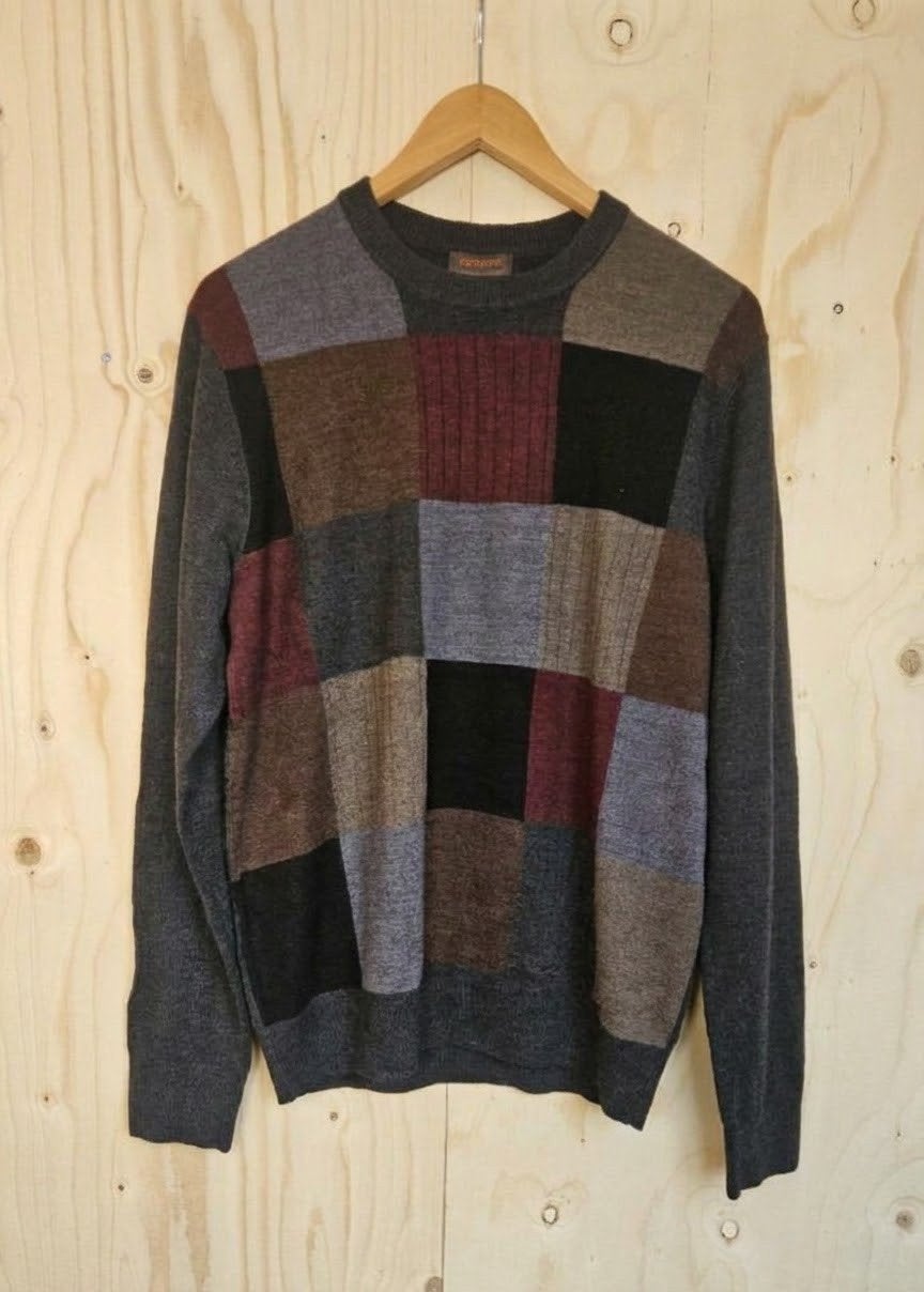 Dockers Heren Trui Patchwork Maat L, Maat 52/54 (L), Verzenden, Zo goed als nieuw, Grijs