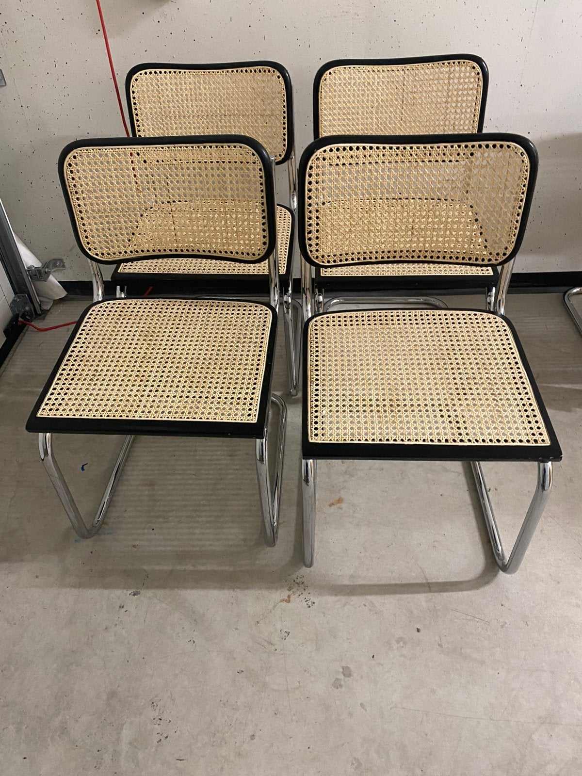 Cesca stoelen - Marcel Breuer stijl, Zwart, Marcel Breuer stijl, Zo goed als nieuw, Vier