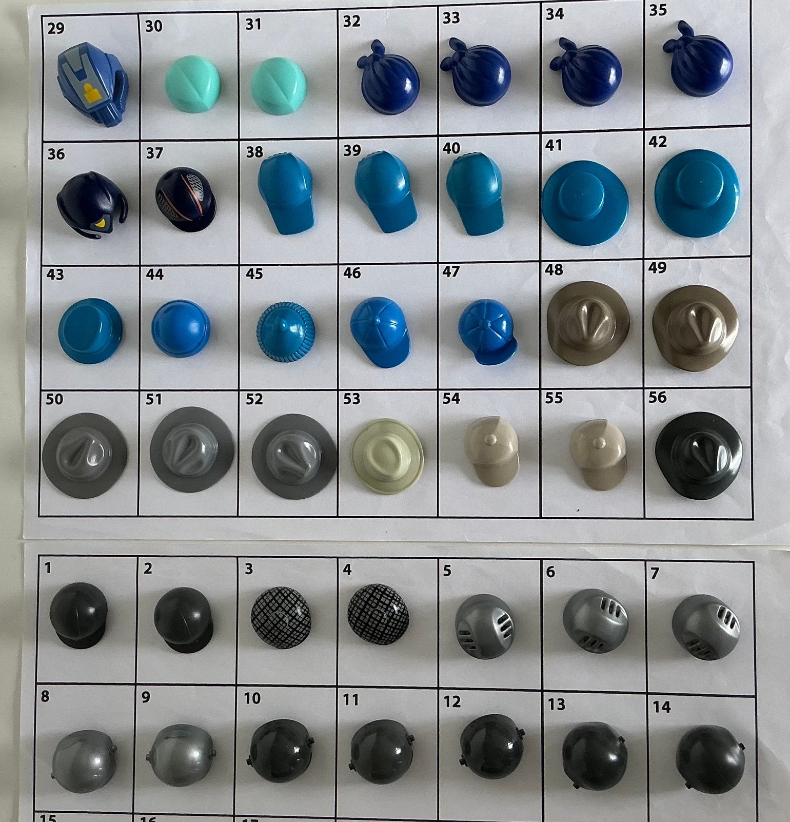 Playmobil hoofddeksels blauw/grijs, Ophalen of Verzenden, Gebruikt, Losse onderdelen
