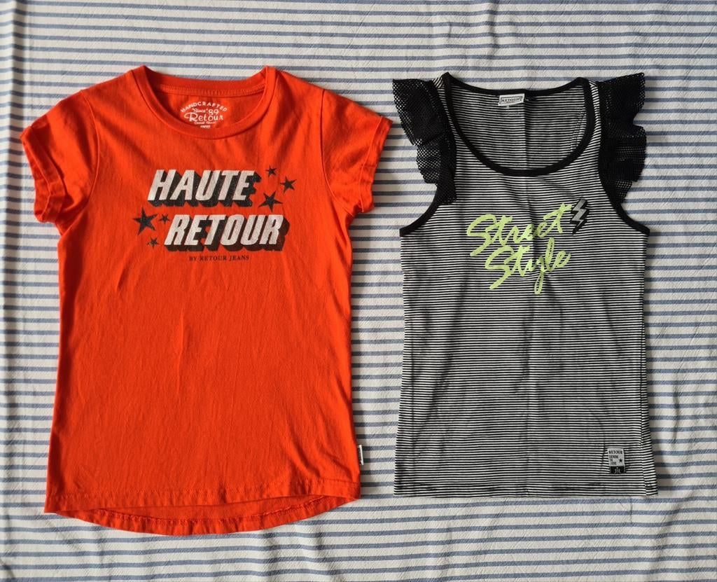2x Retour shirt maat 9/10 = maat 134/140 zgan, Meisje, Ophalen of Verzenden, Zo goed als nieuw, Shirt of Longsleeve