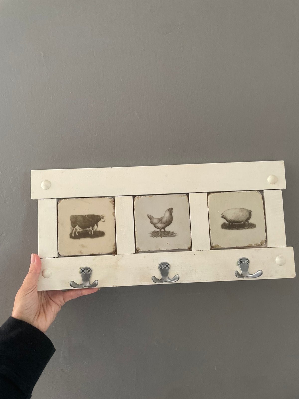 Landelijke stijl kapstok met koe, kip en varken, Huis en Inrichting, Woonaccessoires | Kapstokken, Wandkapstok, Ophalen of Verzenden
