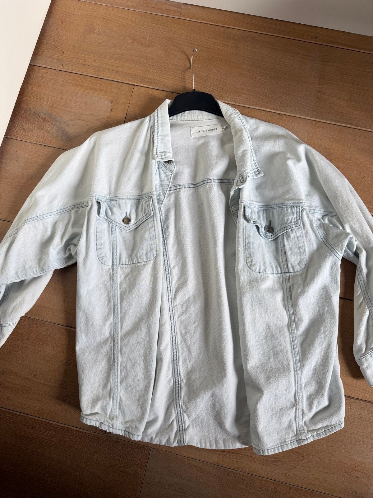 Rabens Saloner lichtblauwe jeans jasje - Maat S/M, Ophalen of Verzenden, Gedragen, Maat 38/40 (M), Blauw