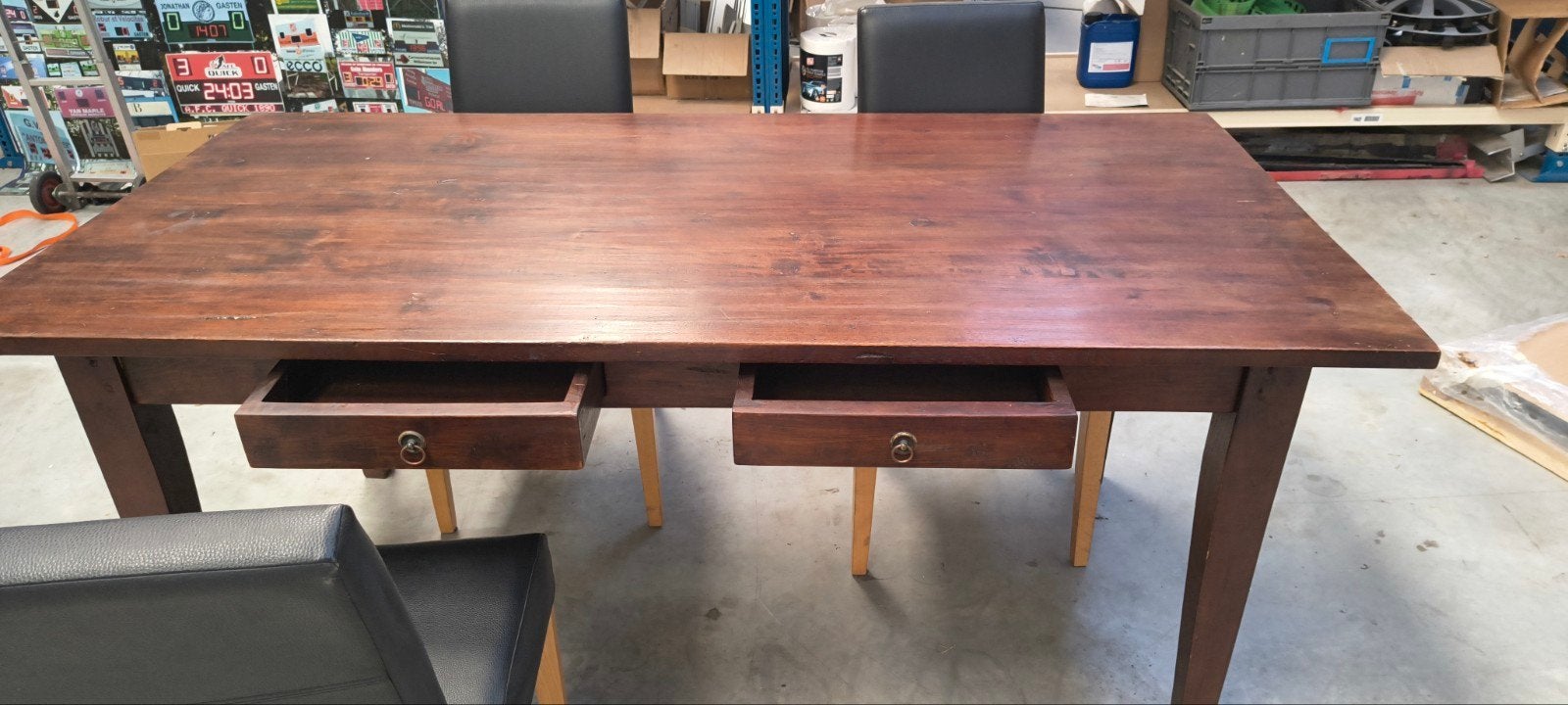 Eettafel met 4 stoelen koloniaal, Ophalen, Gebruikt, 100 tot 150 cm, Klassiek, landelijk