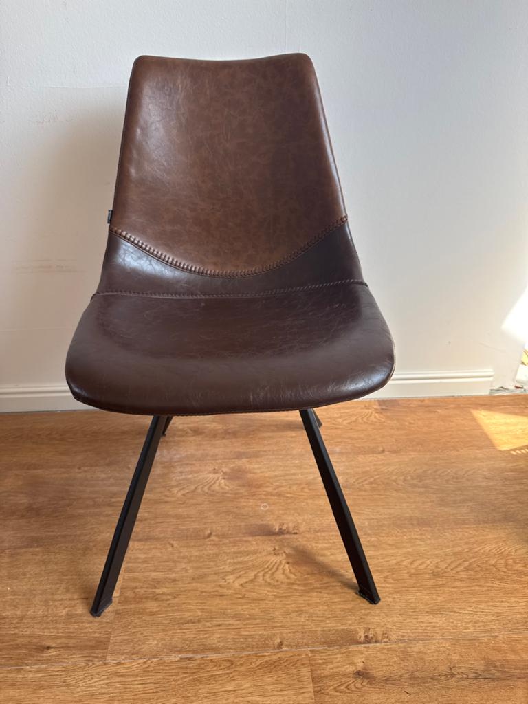Goossens Leren Eetkamerstoel - Per stuk of als set, Huis en Inrichting, Stoelen, Ophalen, Gebruikt, Bruin, Leer